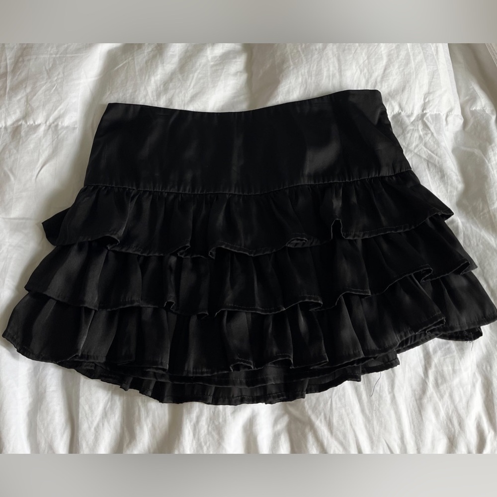 Satin Black Mini Skirt